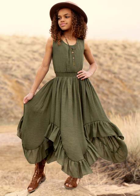 Girls Cotton Lace Boho Maxi Dresses 6-14y