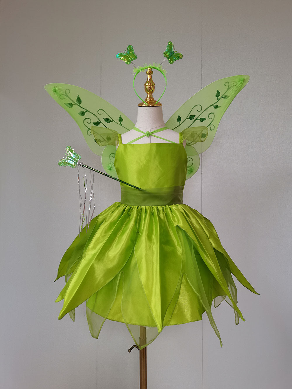 The Green Flower Fairy Tinkerbell Halloween Cosplay Girls Costume