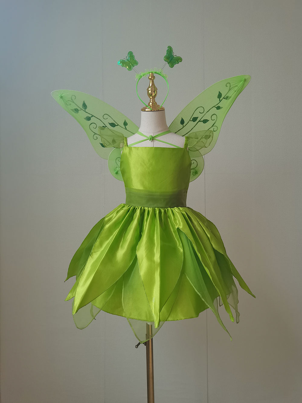 The Green Flower Fairy Tinkerbell Halloween Cosplay Girls Costume