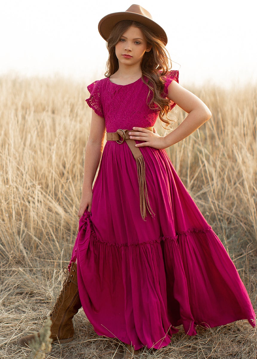 Girls Cotton Lace Boho Maxi Dresses 6-14y