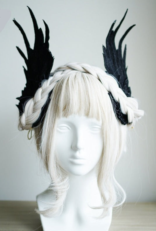 Lolita Angel Wings Hairpins Harajuku Cosplay Headdress Embroidered Feather Hair Clip Accessories