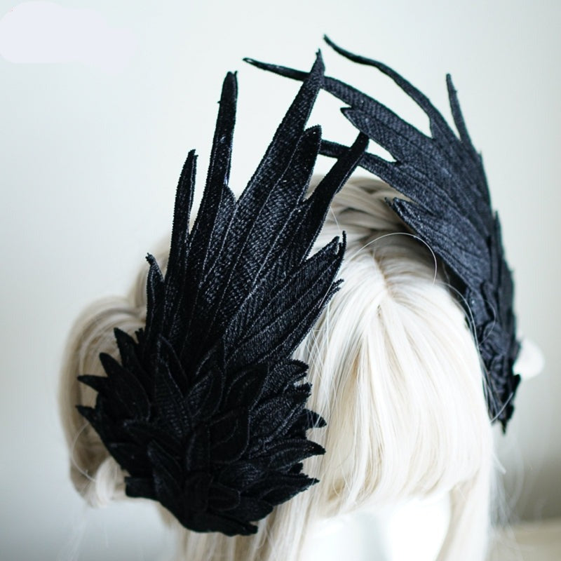 Lolita Angel Wings Hairpins Harajuku Cosplay Headdress Embroidered Feather Hair Clip Accessories