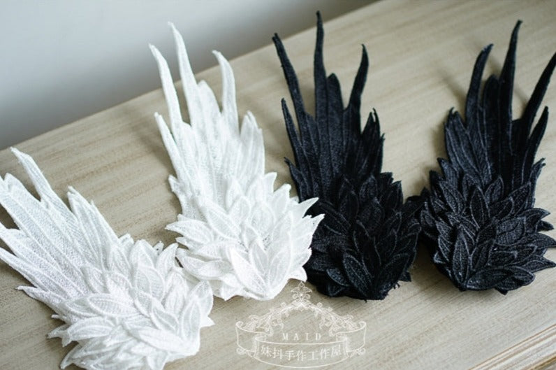 Lolita Angel Wings Hairpins Harajuku Cosplay Headdress Embroidered Feather Hair Clip Accessories