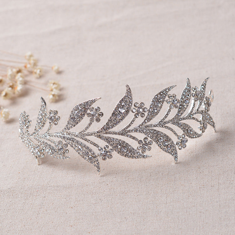 Silver Crystal Leaf Vine Crown Forehead Jewellery.