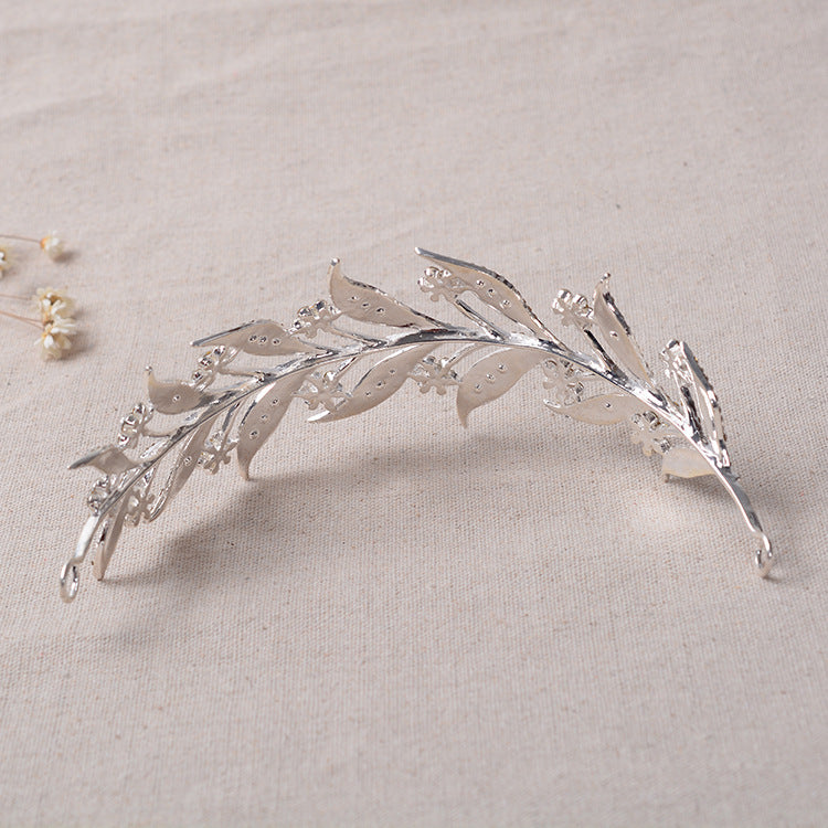 Silver Crystal Leaf Vine Crown Forehead Jewellery.