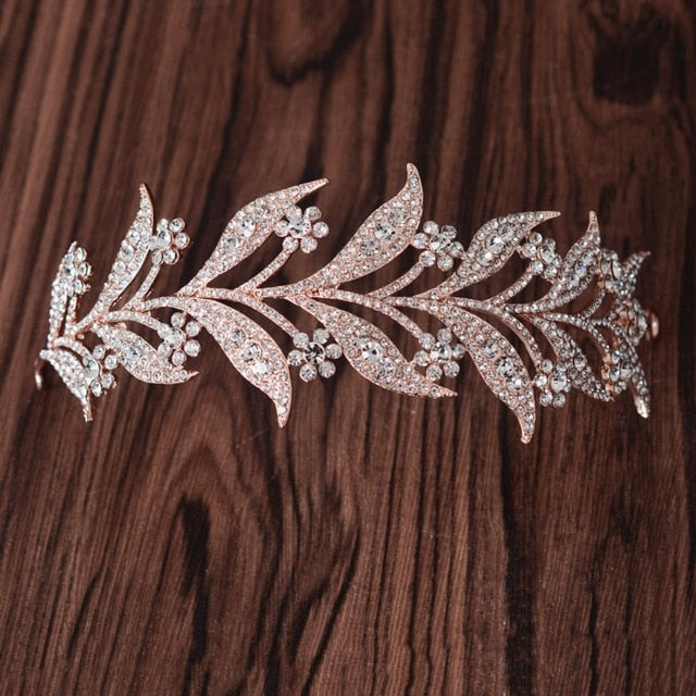 Silver Crystal Leaf Vine Crown Forehead Jewellery.