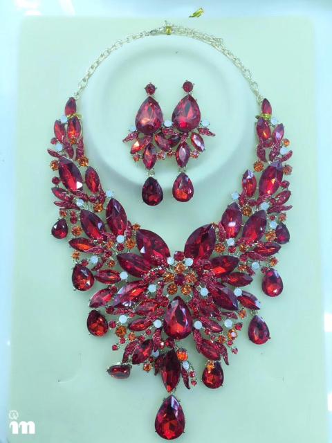 Iridescent Crystal Raindrops Statement Necklace and Earring Set