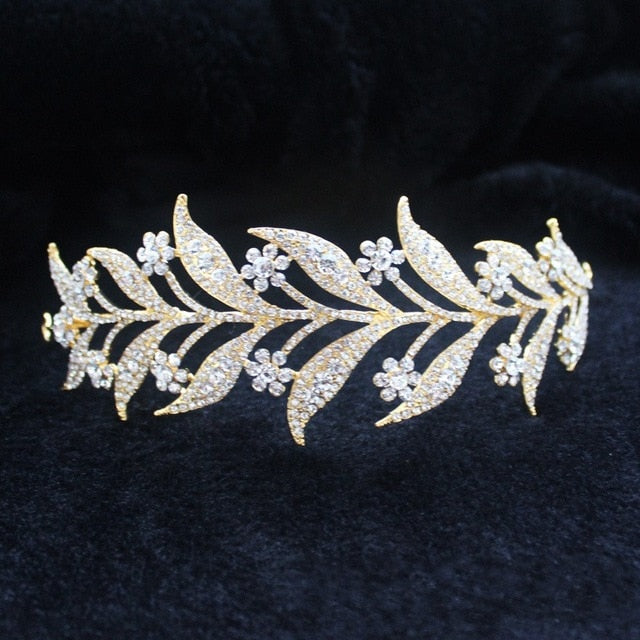Silver Crystal Leaf Vine Crown Forehead Jewellery.