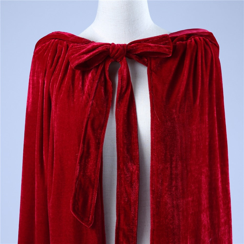 Velour Hooded Cloak Bridal Cape Burgundy, Ivory or Black