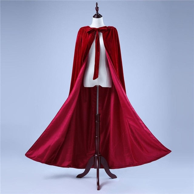 Velour Hooded Cloak Bridal Cape Burgundy, Ivory or Black