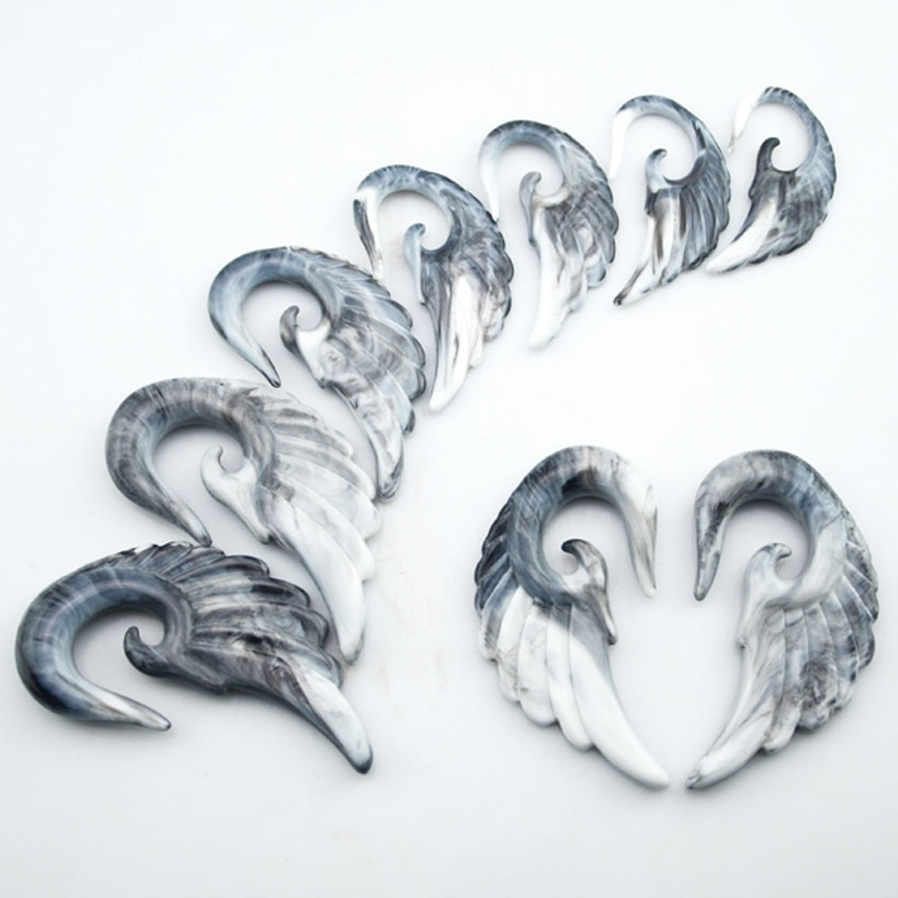 Spiral Ear Taper Plugs Stretcher Kit Piercing Expander Angel Wings.