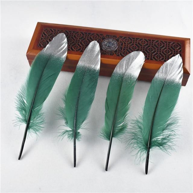 10Pcs/Lot Gold Dipped Goose Feathers | 15-20cm/6-8inches | DYI Crafts Decor - Woodland Gatherer