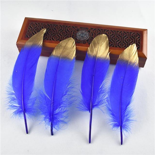 10Pcs/Lot Gold Dipped Goose Feathers | 15-20cm/6-8inches | DYI Crafts Decor - Woodland Gatherer