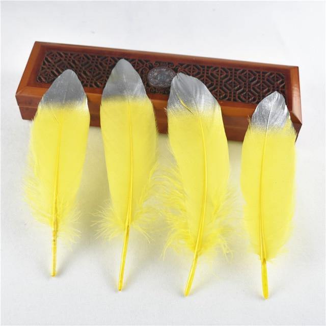 10Pcs/Lot Gold Dipped Goose Feathers | 15-20cm/6-8inches | DYI Crafts Decor - Woodland Gatherer
