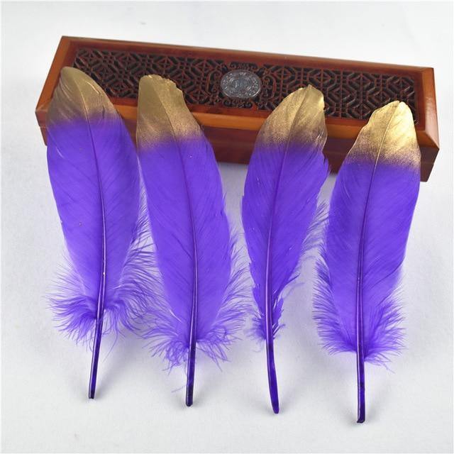 10Pcs/Lot Gold Dipped Goose Feathers | 15-20cm/6-8inches | DYI Crafts Decor - Woodland Gatherer