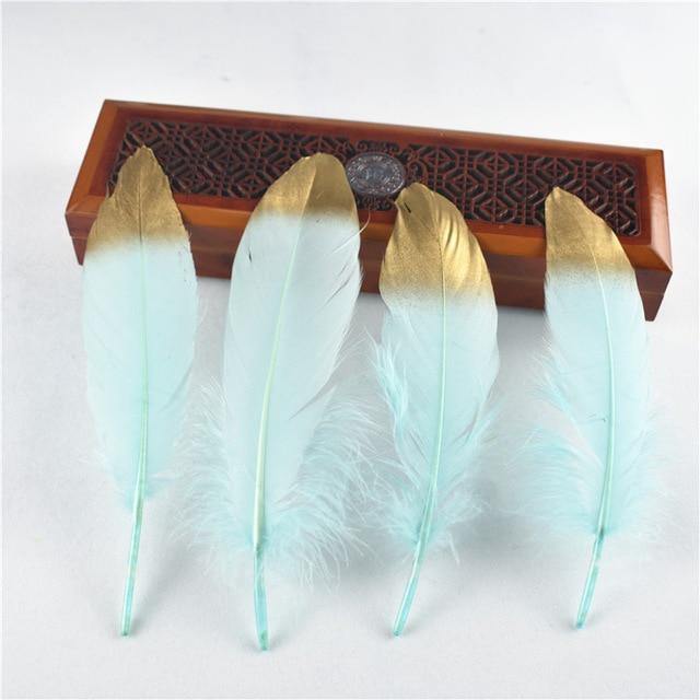 10Pcs/Lot Gold Dipped Goose Feathers | 15-20cm/6-8inches | DYI Crafts Decor - Woodland Gatherer