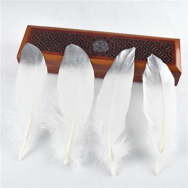 10Pcs/Lot Gold Dipped Goose Feathers | 15-20cm/6-8inches | DYI Crafts Decor - Woodland Gatherer