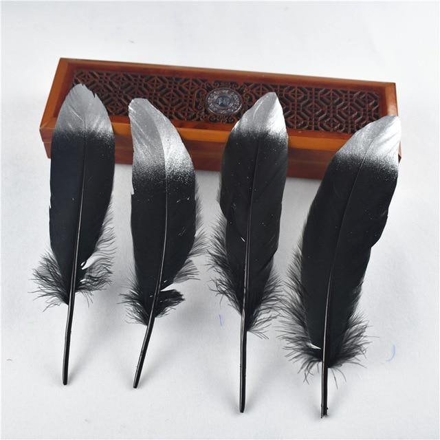 10Pcs/Lot Gold Dipped Goose Feathers | 15-20cm/6-8inches | DYI Crafts Decor - Woodland Gatherer