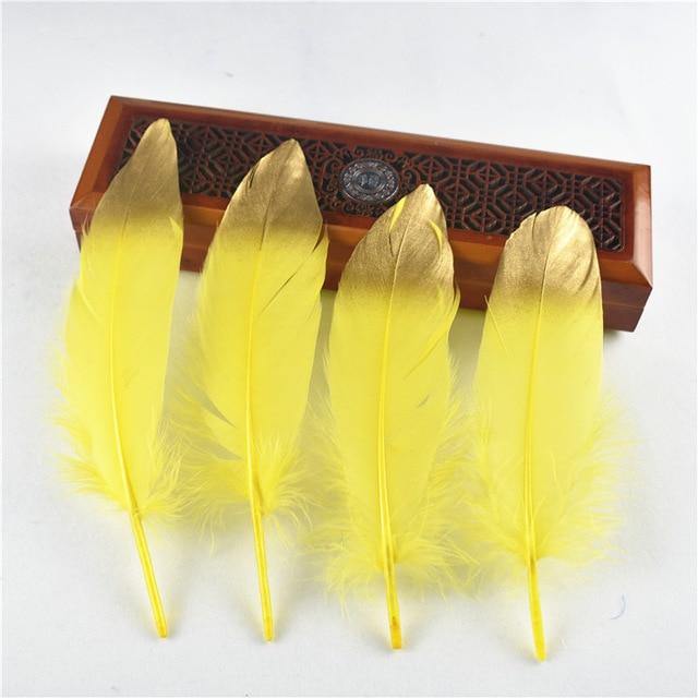 10Pcs/Lot Gold Dipped Goose Feathers | 15-20cm/6-8inches | DYI Crafts Decor - Woodland Gatherer