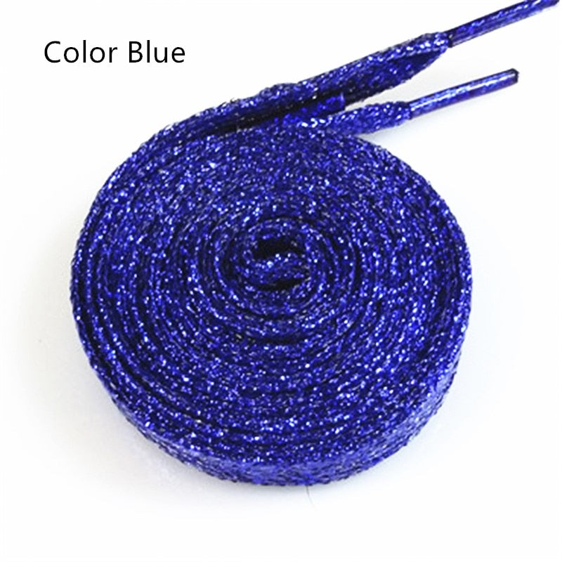 One Pair Glittery Flat Shoelaces 110cm