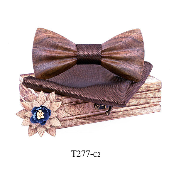 Carved Wooden Bow Tie