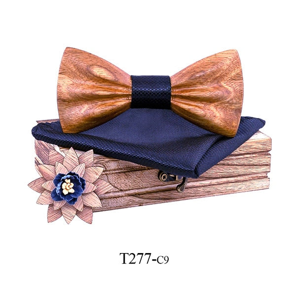 Carved Wooden Bow Tie