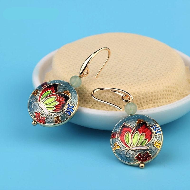 Vintage Flower Cloisonné Enamel Earrings