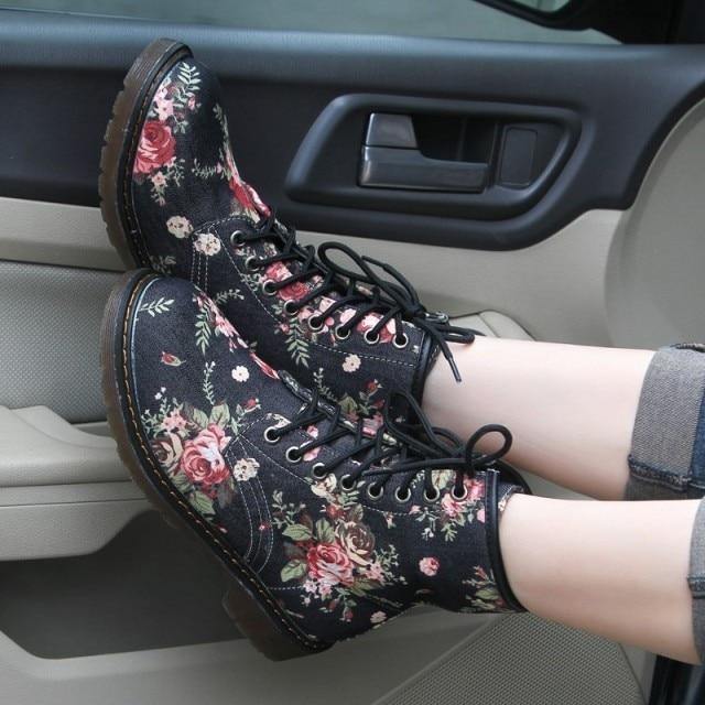 Fabulously Floral Womens Martin Boots - Woodland Gatherer