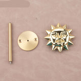 Brass Celestial Sun and Moon Face Golden Curtain Tieback Hook