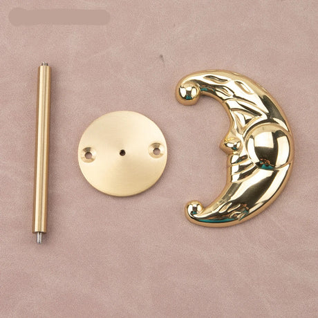 Brass Celestial Sun and Moon Face Golden Curtain Tieback Hook