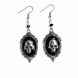 Gothic Skull Cameo Earrings Silver Plated Halloween Jewellery