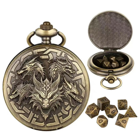 Brass DND Dice Case Vintage Cthulhu Pocket Watch One Eyed Octopus Pocket Watch Style Case