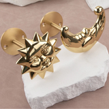 Brass Celestial Sun and Moon Face Golden Curtain Tieback Hook