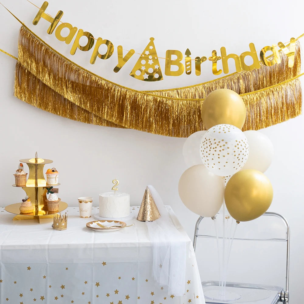 1.5m Gorgeous Fringe Tassel Banner Party Foil Garlands Wall Ceiling Decoration
