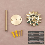 Brass Celestial Sun and Moon Face Golden Curtain Tieback Hook