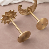 Brass Celestial Sun and Moon Face Golden Curtain Tieback Hook