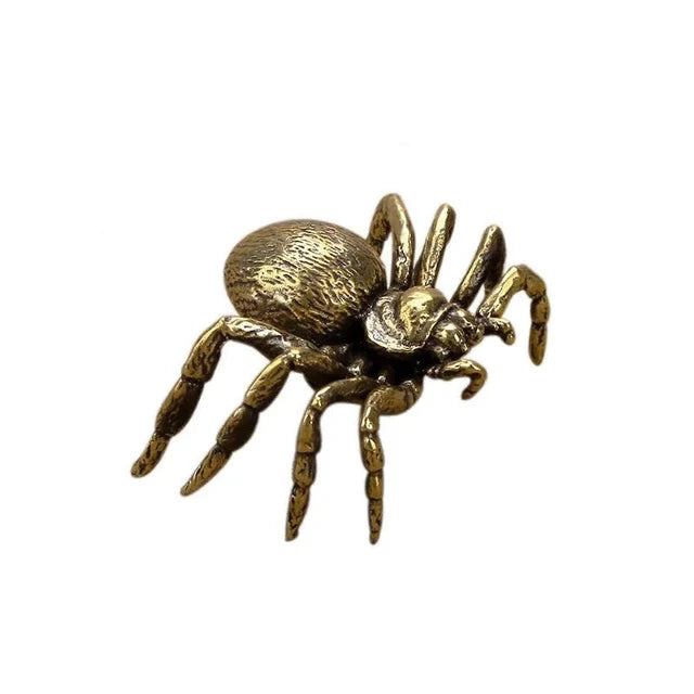 Copper Funnel Web Spider Figurine Tea Pet