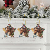 Brown Horse Ceramic Star Shape Christmas Ornament