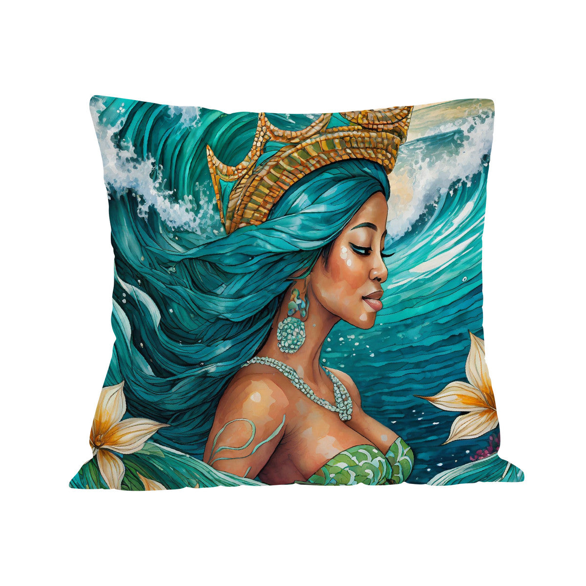 Teal Depths Mermaid Cushion Cover
