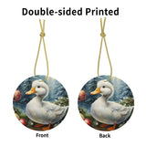 White Duckling Ceramic Christmas Round Ornament