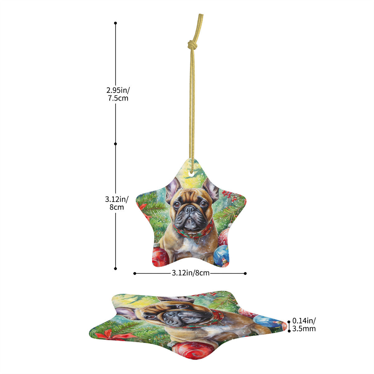 American Bulldog Ceramic Star Shape Christmas Ornament