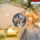 West Highland Terriers Ceramic Christmas Round Ornament