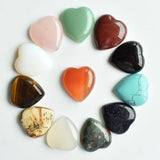 Twelve Natural Stone Heart Shape Cabochons for Jewellery Making 25mm