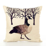Spring Frolic Decorative Cushion Covers Squirrel Bird Bear Fox Printed Cotton Linen Pillowcase