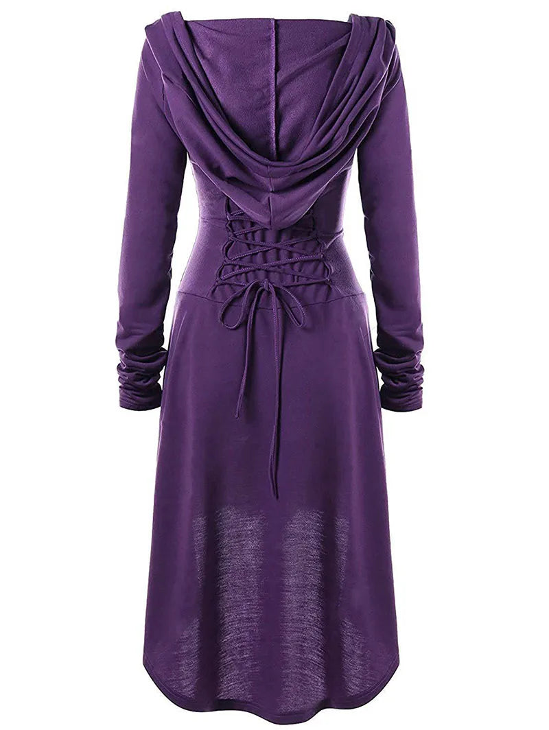 Archer's Goblincore Hooded  Lace Up Tunic Dress