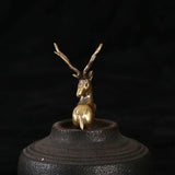 Copper Deer Elk Reindeer Figurine Tea Pet