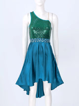 Adult Sparkly Sequin Ballet Tutu Gymnastics Leotard Dance Dress Asymmetrical Lyrical Dance Costumes