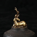 Copper Deer Elk Reindeer Figurine Tea Pet