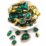 50pcs/Bag Shiny Mixed Shape Sew On Glass Rhinestone Gold Claw Crystal Buckle DIY Decoration 24 Colours