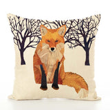 Spring Frolic Decorative Cushion Covers Squirrel Bird Bear Fox Printed Cotton Linen Pillowcase